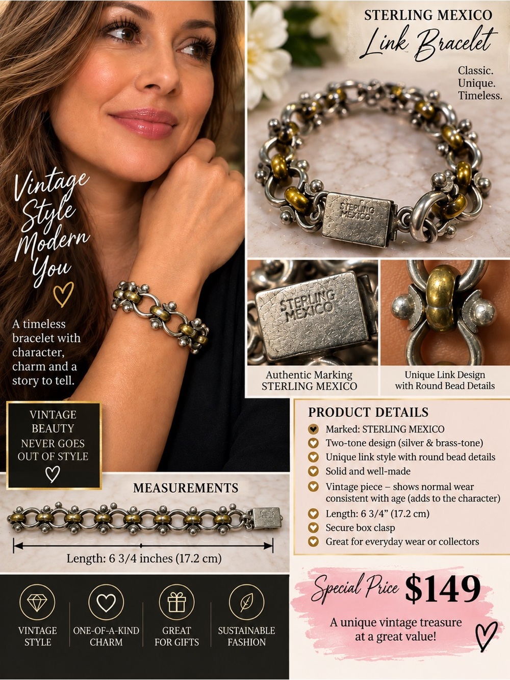 Two-Tone Link Bracelet - Silver & Brass